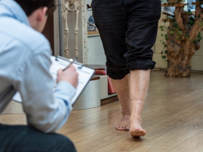 Foot Solutions' consultant carrying out gait analysis with customer at Richmond store